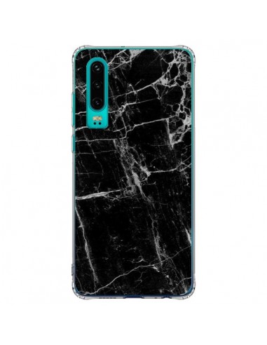 Coque Huawei P30 Marbre Marble Noir Black - Laetitia