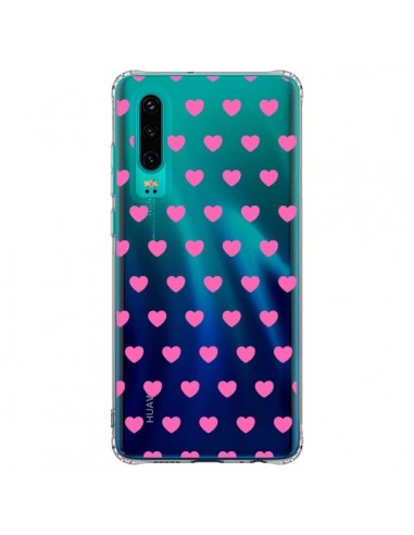 Coque Huawei P30 Coeur Heart Love Amour Rose Transparente - Laetitia