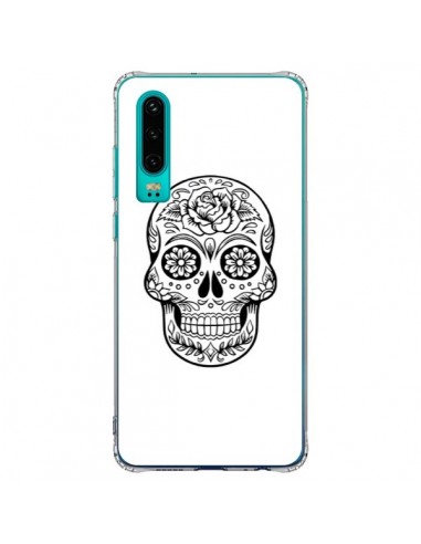 Coque Huawei P30 Tête de Mort Mexicaine Noir - Laetitia