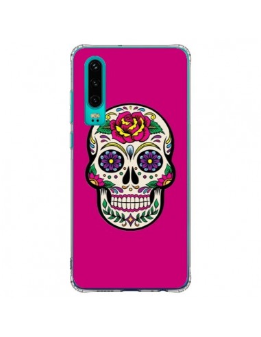 Coque Huawei P30 Tête de Mort Mexicaine Rose Fushia - Laetitia