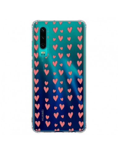 Coque Huawei P30 Coeurs Heart Love Amour Rouge Transparente - Petit Griffin