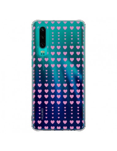 Coque Huawei P30 Coeurs Heart Love Amour Rose Transparente - Petit Griffin
