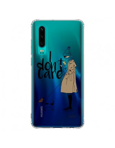 Coque Huawei P30 I don't care Fille Chien Transparente - Lolo Santo