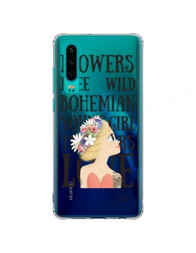 Coque Huawei P30 Flowers Love Transparente - Lolo Santo