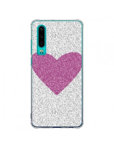 Coque Huawei P30 Coeur Rose Argent Love - Mary Nesrala