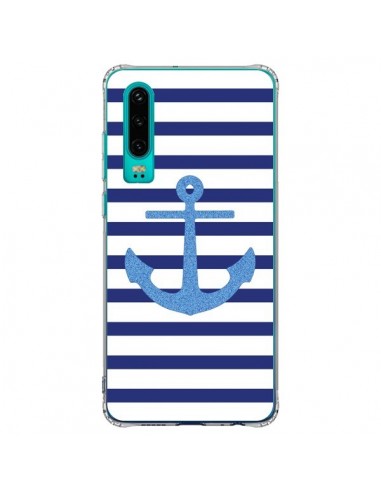 Coque Huawei P30 Ancre Voile Marin Navy Blue -...