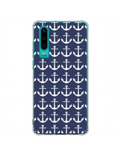 Coque Huawei P30 Ancre Marin Bleu Anchors Navy - Mary...