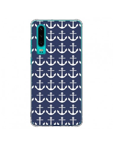 Coque Huawei P30 Ancre Marin Bleu Anchors Navy - Mary Nesrala