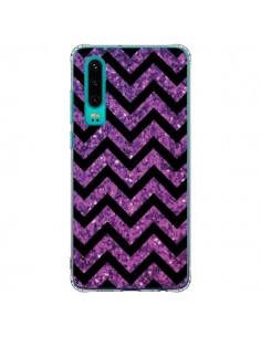 Coque Huawei P30 Chevron Purple Sparkle Triangle Azteque...