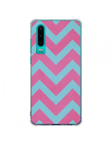 Coque Huawei P30 Strawberry Chevron Rose Bleu - Mary Nesrala