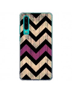 Coque Huawei P30 Chevron Vintage Bois Wood - Mary Nesrala