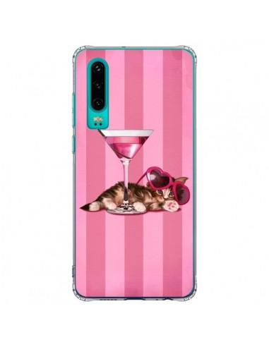 Coque Huawei P30 Chaton Chat Kitten Cocktail Lunettes Coeur - Maryline Cazenave