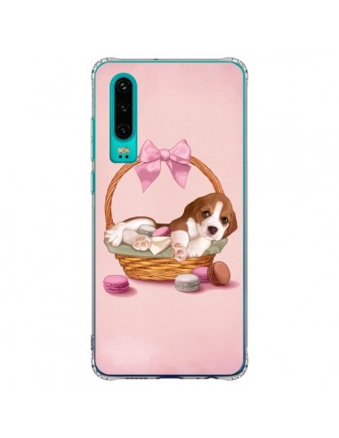 Coque Huawei P30 Chien Dog Panier Noeud Papillon Macarons - Maryline Cazenave