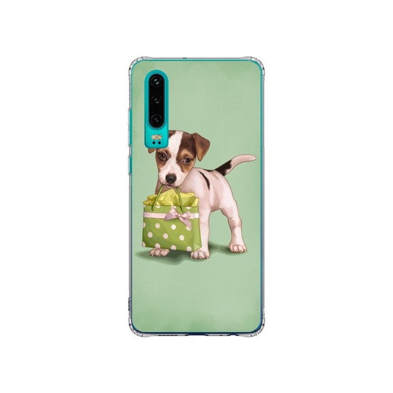 Coque Huawei P30 Chien Dog Shopping Sac Pois Vert - Maryline Cazenave