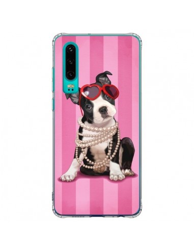 Coque Huawei P30 Chien Dog Fashion Collier Perles Lunettes Coeur - Maryline Cazenave