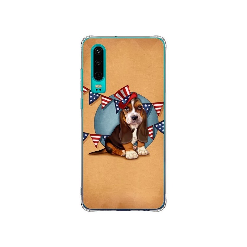 Coque Huawei P30 Chien Dog USA Americain - Maryline Cazenave