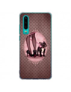 Coque Huawei P30 Lady Jambes Chien Dog Rose Pois Noir -...