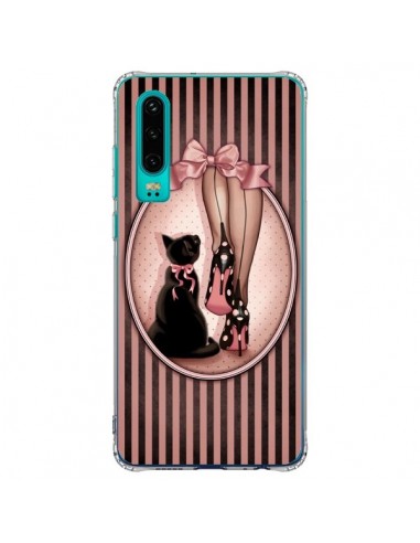 Coque Huawei P30 Lady Chat Noeud Papillon Pois Chaussures - Maryline Cazenave
