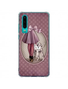Coque Huawei P30 Lady Chien Dog Dalmatien Robe Pois -...