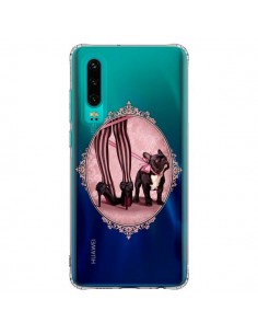 Coque Huawei P30 Lady Jambes Chien Bulldog Dog Rose Pois...