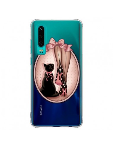 Coque Huawei P30 Lady Chat Noeud Papillon Pois Chaussures Transparente - Maryline Cazenave