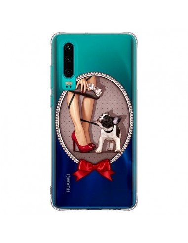 Coque Huawei P30 Lady Jambes Chien Bulldog Dog Pois Noeud Papillon Transparente - Maryline Cazenave