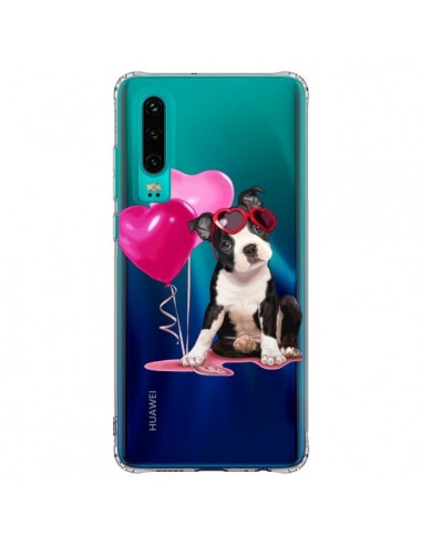 Coque Huawei P30 Chien Dog Ballon Lunettes Coeur Rose Transparente - Maryline Cazenave