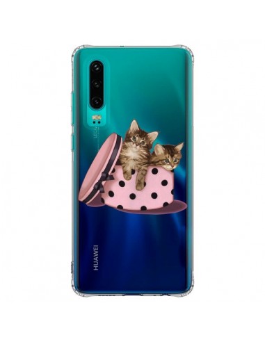 Coque Huawei P30 Chaton Chat Kitten Boite Pois Transparente - Maryline Cazenave