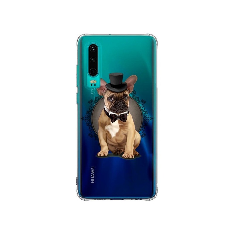 Coque Huawei P30 Chien Bulldog Noeud Papillon Chapeau Transparente - Maryline Cazenave