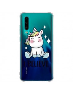 Coque Huawei P30 Licorne I Believe Transparente -...