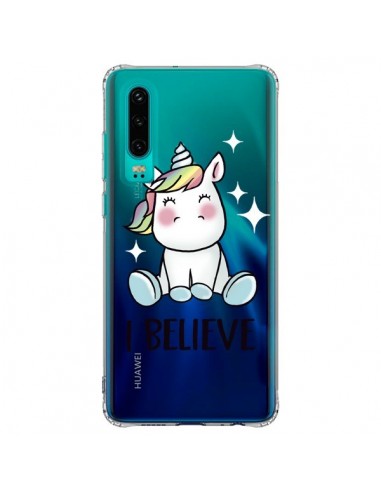 Coque Huawei P30 Licorne I Believe Transparente - Maryline Cazenave