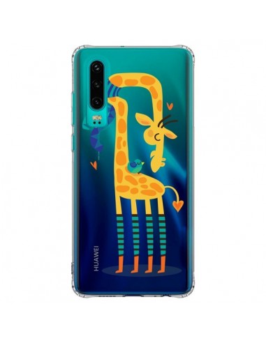 Coque Huawei P30 L'oiseau et la Girafe Amour Love Transparente - Maria Jose Da Luz