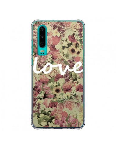 Coque Huawei P30 Love Blanc Flower - Monica Martinez