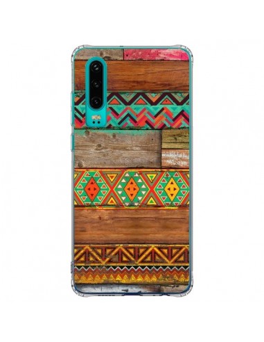 Coque Huawei P30 Indian Wood Bois Azteque -...