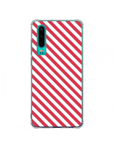 Coque Huawei P30 Bonbon Candy Rose et Blanche Rayée - Nico