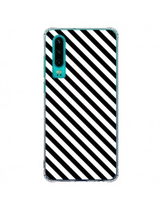 Coque Huawei P30 Bonbon Candy Noire et Blanche Rayée - Nico