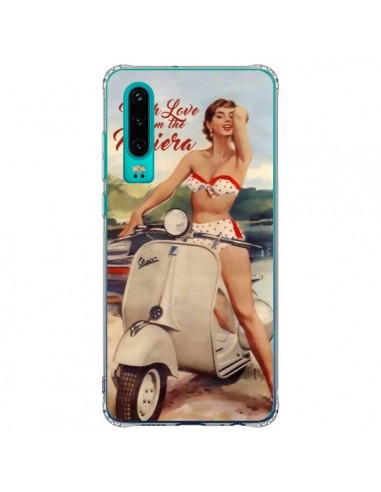 Coque Huawei P30 Pin Up With Love From the Riviera Vespa Vintage - Nico