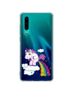 Coque Huawei P30 Licorne Caca Arc en Ciel Transparente -...