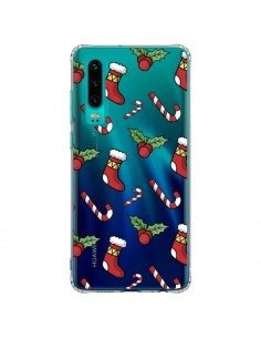 Coque Huawei P30 Chaussette Sucre d'Orge Houx de Noël...
