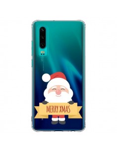 Coque Huawei P30 Père Noël Merry Christmas transparente -...