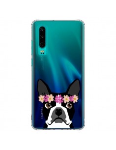 Coque Huawei P30 Boston Terrier Fleurs Chien Transparente...