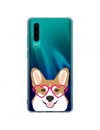 Coque Huawei P30 Chien Marrant Lunettes Coeurs Transparente - Pet Friendly