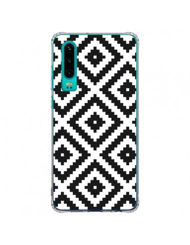 Coque Huawei P30 Diamond Chevron Black and White - Pura Vida