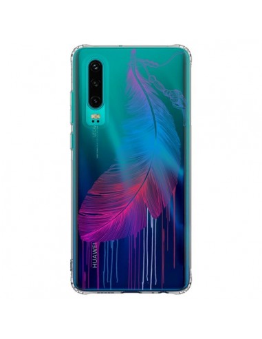 Coque Huawei P30 Plume Feather Arc en Ciel Transparente - Rachel Caldwell