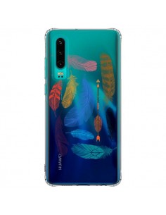 Coque Huawei P30 Plume Feather Couleur Transparente -...