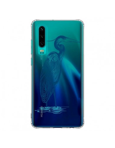 Coque Huawei P30 Heron Blue Oiseau Transparente - Rachel Caldwell