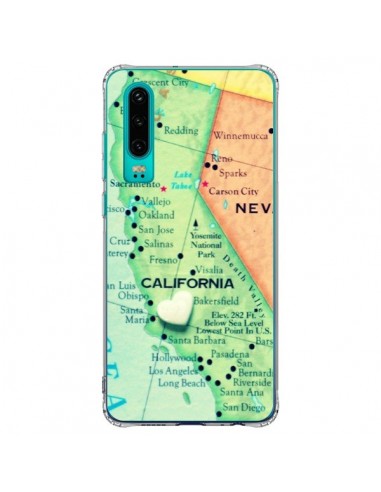 Coque Huawei P30 Carte Map Californie - R Delean