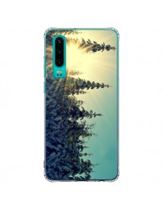 Coque Huawei P30 Hiver Paysage Neige Montagnes Sapins Ski...