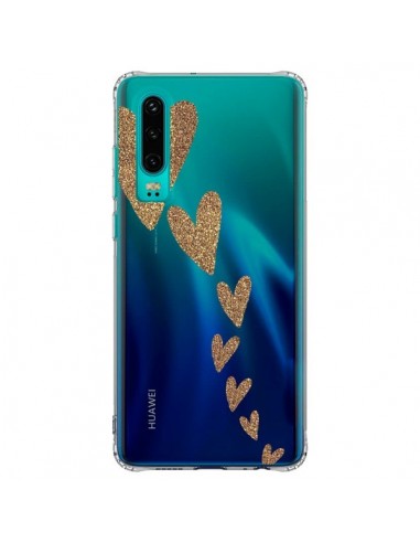 Coque Huawei P30 Coeur Falling Gold Hearts Transparente - Sylvia Cook
