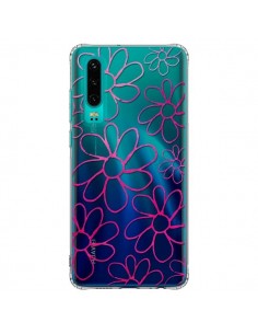 Coque Huawei P30 Flower Garden Pink Fleur Transparente -...